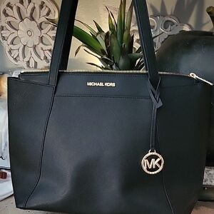 Michael Kors Black Tote with Gold Accents